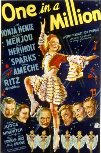 Sonja Henie, Jean Hersholt, Arline Judge, Adolphe Menjou and The Ritz Brothers in One in a Million (1936)