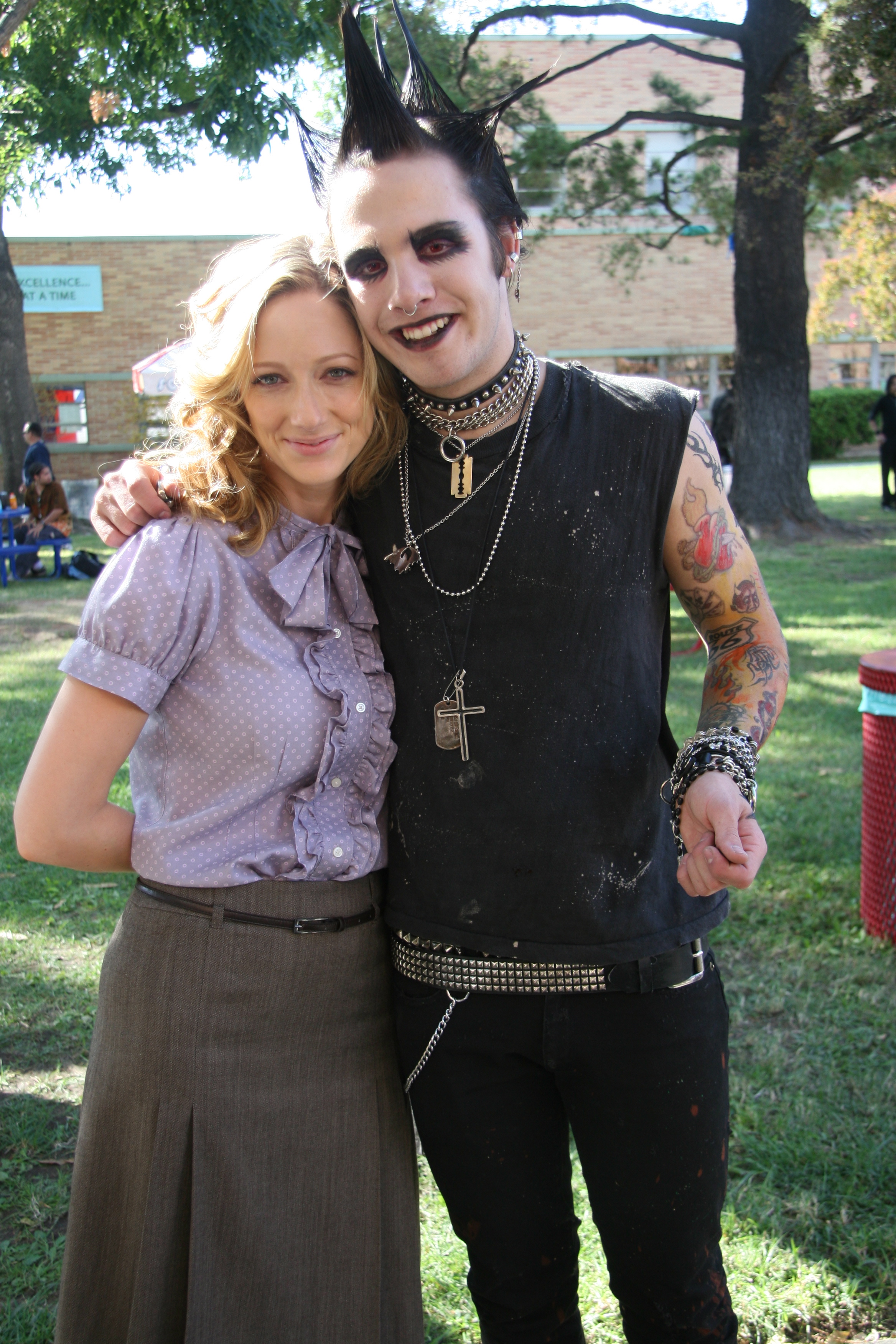 Judy Greer and Matthew Fahey on the set of Miss Guided