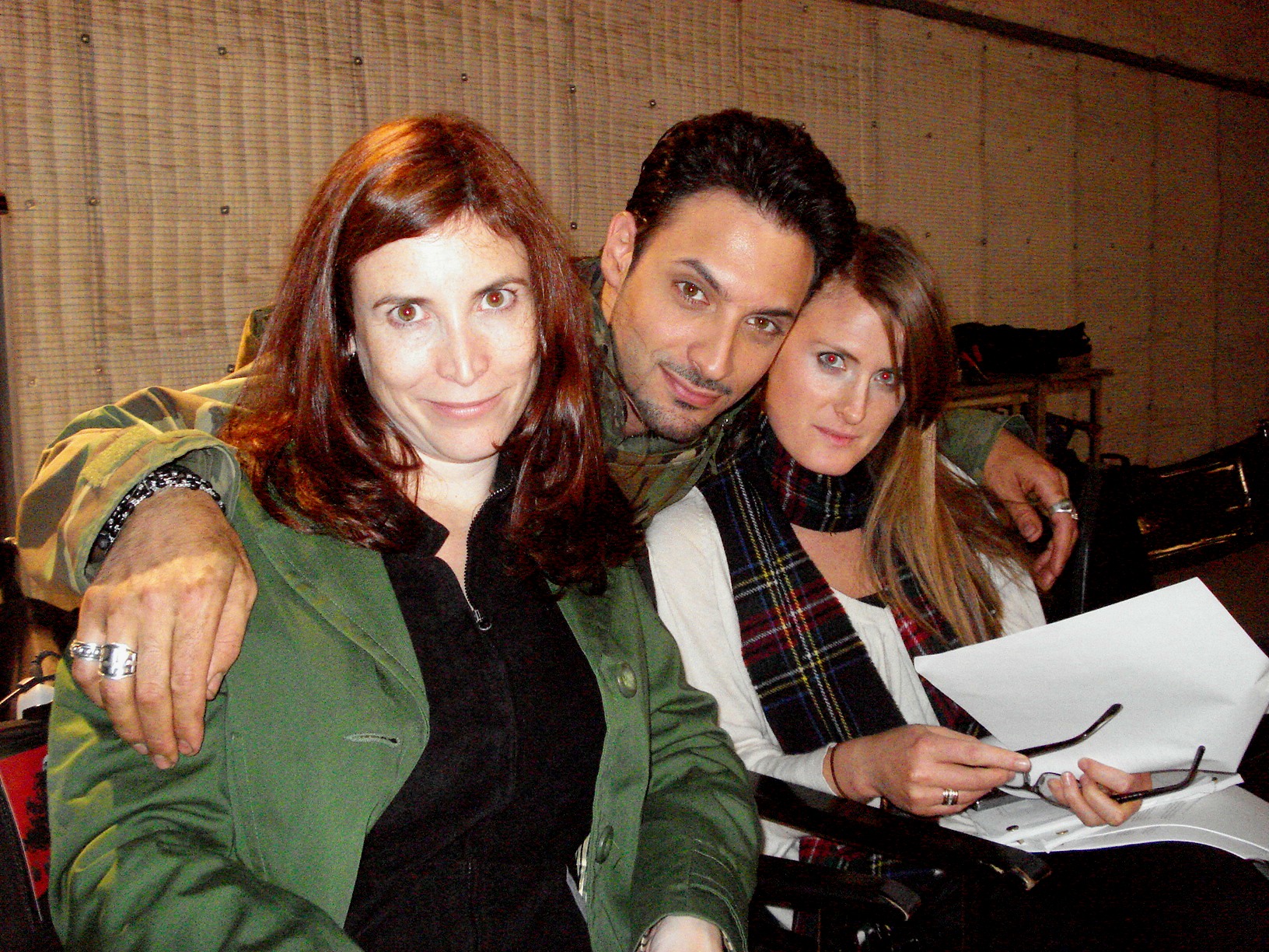 Paula Devonshire, Stefano DiMatteo and Ara Katz, behind the scenes during shooting of Survival of the Dead.