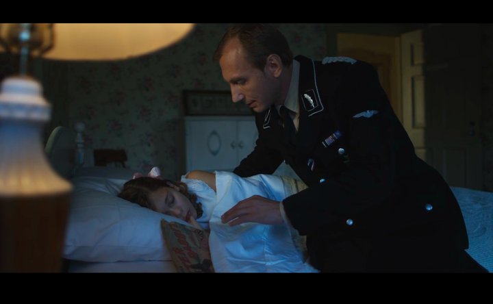 A still from Return To The Hiding Place. Stas Klassen as Col. von Laeman with Megan Spencer Pierce as his Dauhter.