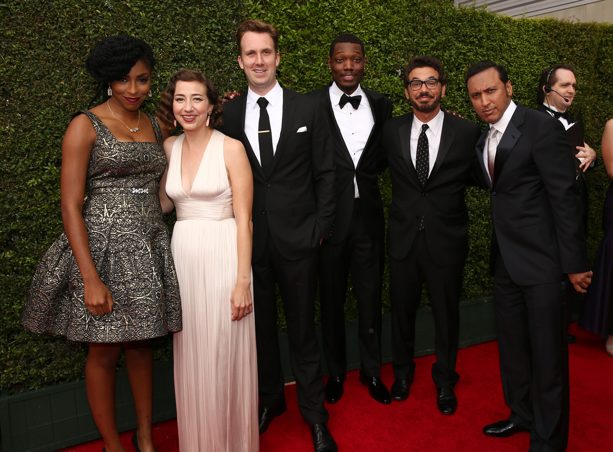 Aasif Mandvi, Kristen Schaal, Al Madrigal, Michael Che and Jordan Klepper at event of The 66th Primetime Emmy Awards (2014)