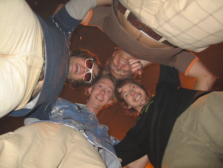 Oren Skoog, Jeremy Howard, Chris Owen and Travis Van Winkle on the set of Dorm Daze 2