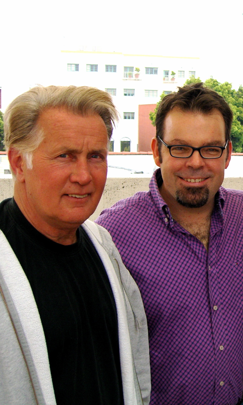 Martin Sheen with Jeffrey Travis during the recording of Flatland