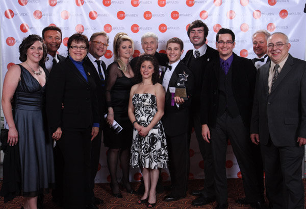 2008 Joseph Jefferson Awards, Hunchback of Notre Dame cast & crew, Gregory Franklin with Artistic Director, David Zak, right - Dennis & Suzanne DeYoung, center.