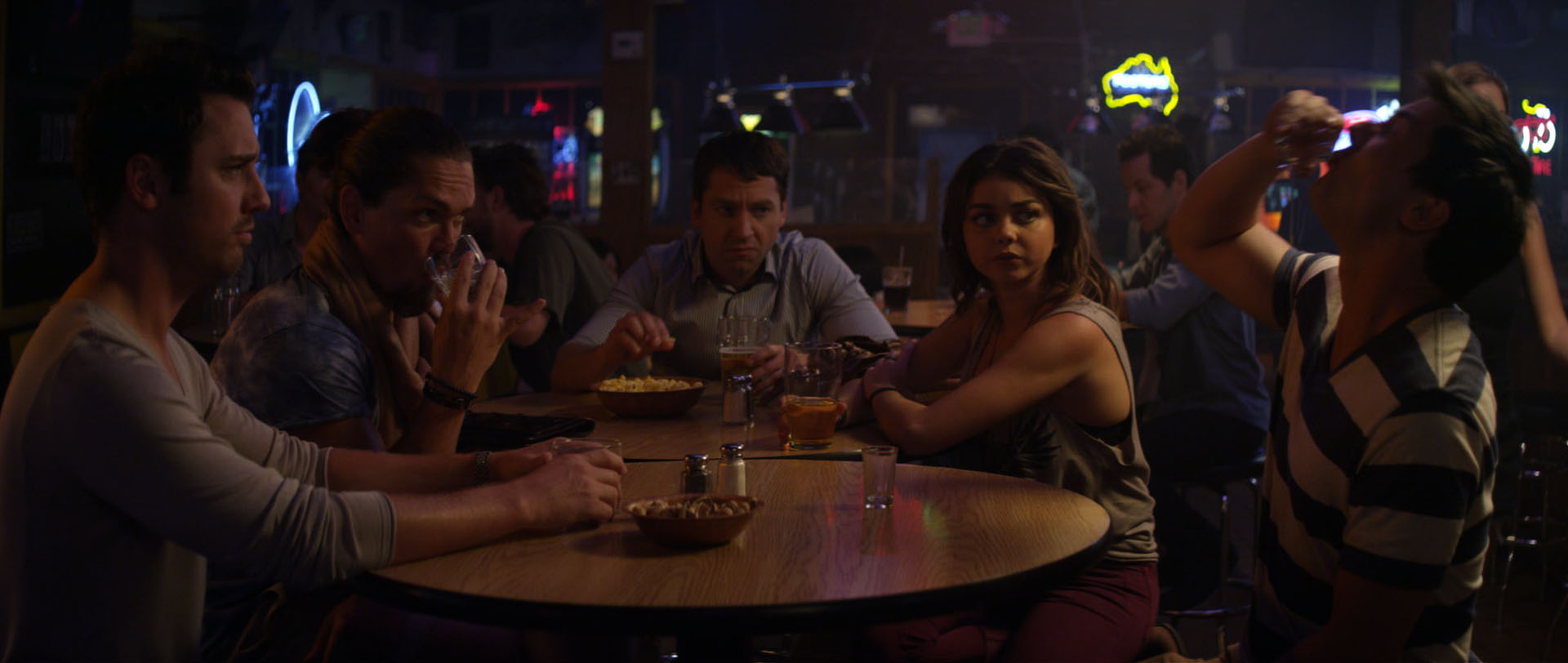 Still of Bret Harrison, Sarah Hyland, Michael Weston, Steve Howey and Alex Frost in See You in Valhalla (2015)