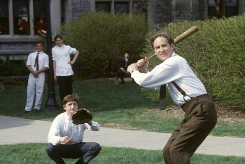 Mr. Hundert (KEVIN KLINE) shows his students old school style in a ballgame at St. Benedict's.