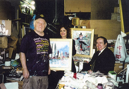Morris Katz with radio host Roxie Carriere Jones and Joe Franklin.