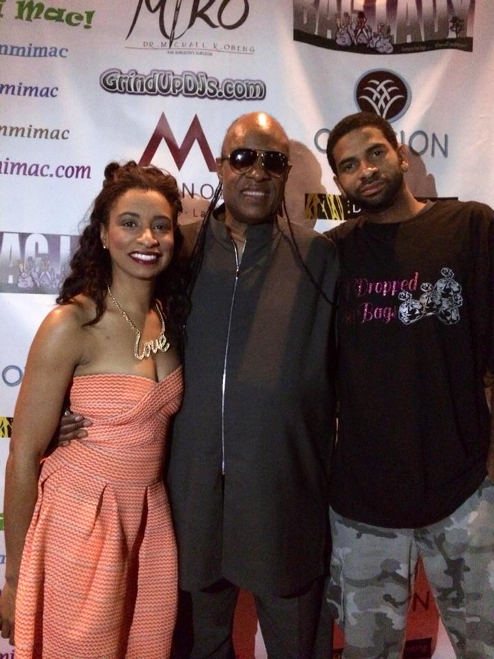 Stevie Wonder attends opening and closing of Tammi Mac's one woman show, Bag Lady. Her brother Mark Mac was credited with the show's artwork.