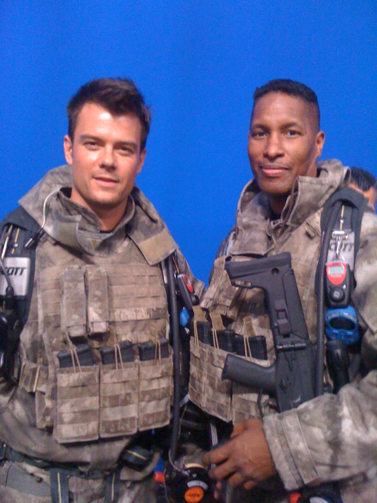 Josh Duhamel & James Weston II during filming of Transformers: Dark of the Moon