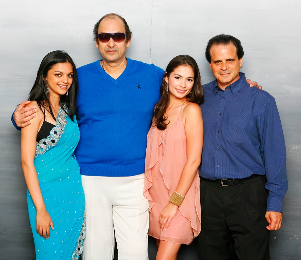 Peter Ziebert with Mumbai producer Shubir Mukherjee and actresses Christiana Leucas and Arshiya Parmar