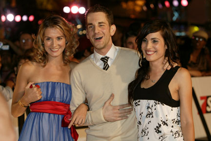 Natalie Lisinska, Aaron Abrams and Carly Pope at the opening night gala of The Toronto International Film Festival.