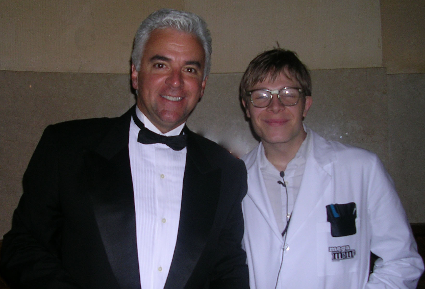 Actors John O'Hurley & Marc Bonnée at the launch of Mega M&M's in Grand Central Station, NYC, NY. Marc played a brainy scientist who explained to John why Mega M&M's are 55% larger than the original.