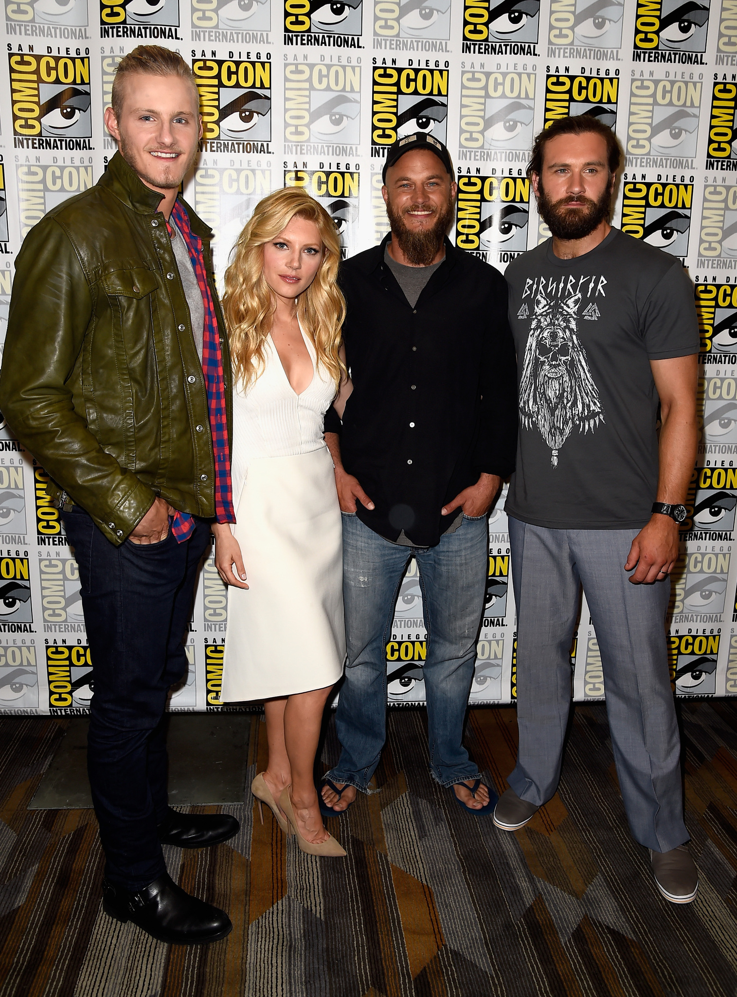 Katheryn Winnick, Travis Fimmel, Alexander Ludwig and Clive Standen at event of Vikings (2013)