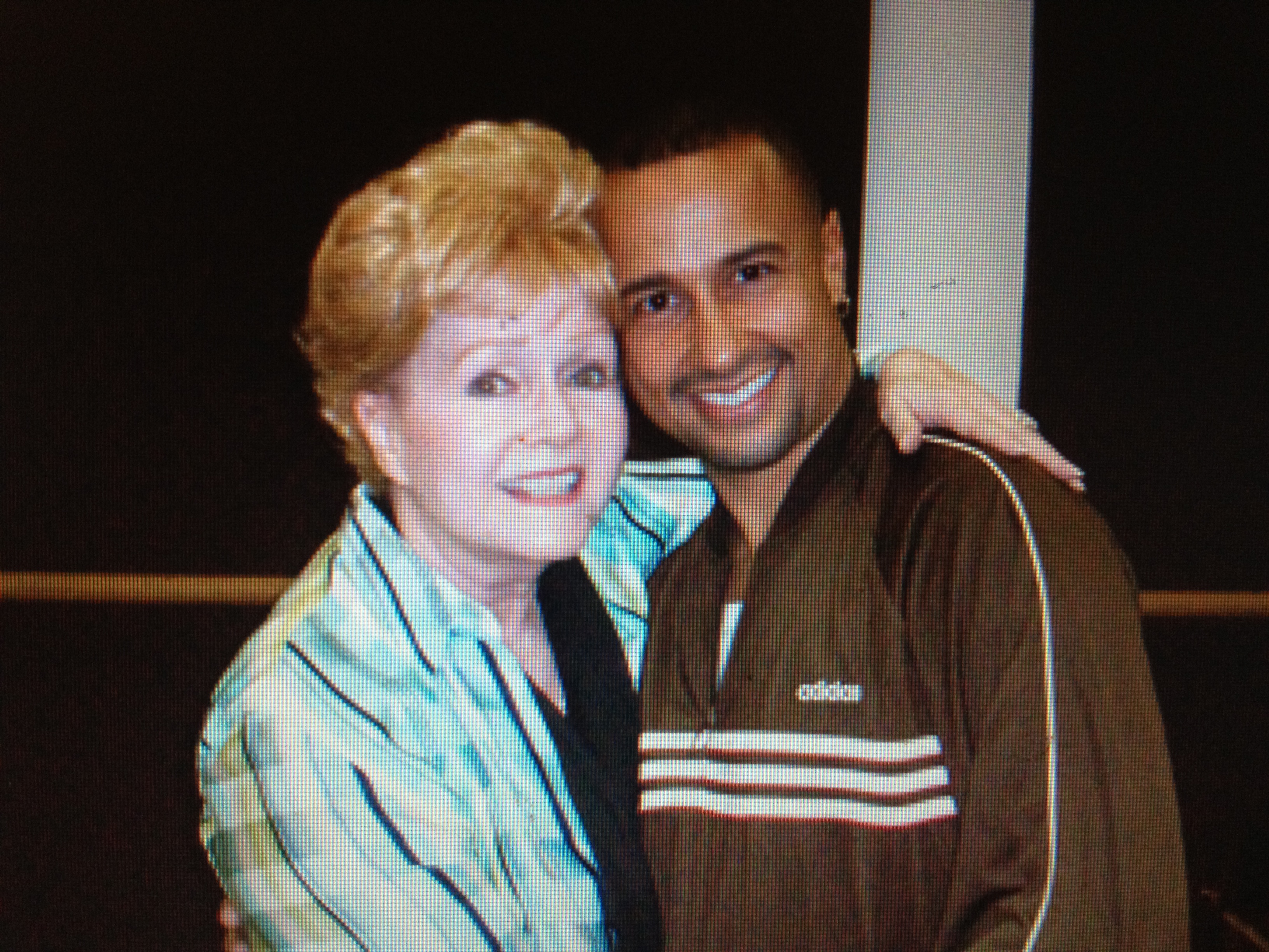 Chuck Maldonado and Actress/Singer/Dancer Debbie Reynolds during rehearsal for one of her stage shows that Chuck Maldonado choreographed