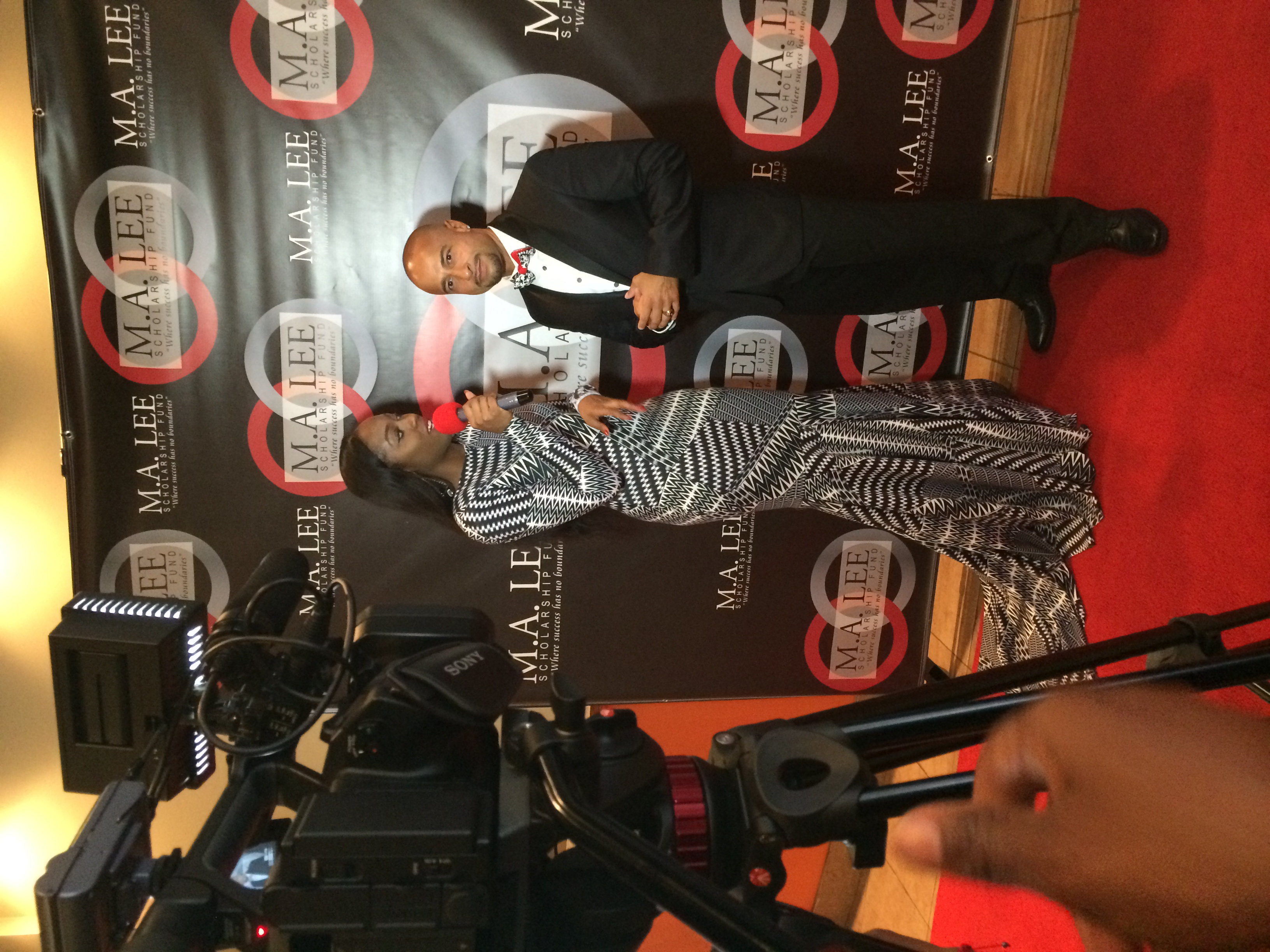 Choreographer Chuck Maldonado being interviewed on the Red Carpet of the M.A. Lee Scholarship Fund Awards