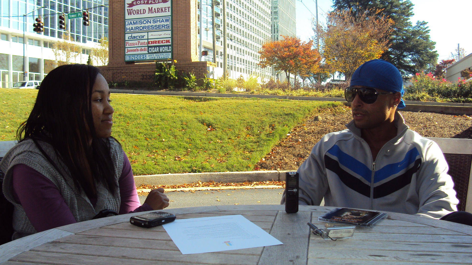 Film Choreographer Chuck Maldonado being interviewed right after a set of a Major Film.