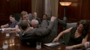 From Episode 1.2 of Veep (Frozen Yoghurt). Gary (Tony Hale) dives in front of V.P. Selina Meyer (Julia Louis-Dreyfus) to block a 