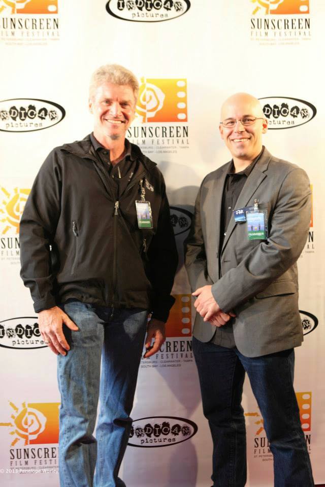 Director Brian Crewe with Producing partner Hugh Aodh O'Brien at the Sunscreen Film Festival, Beach Cities Arclight. October 12, 2013