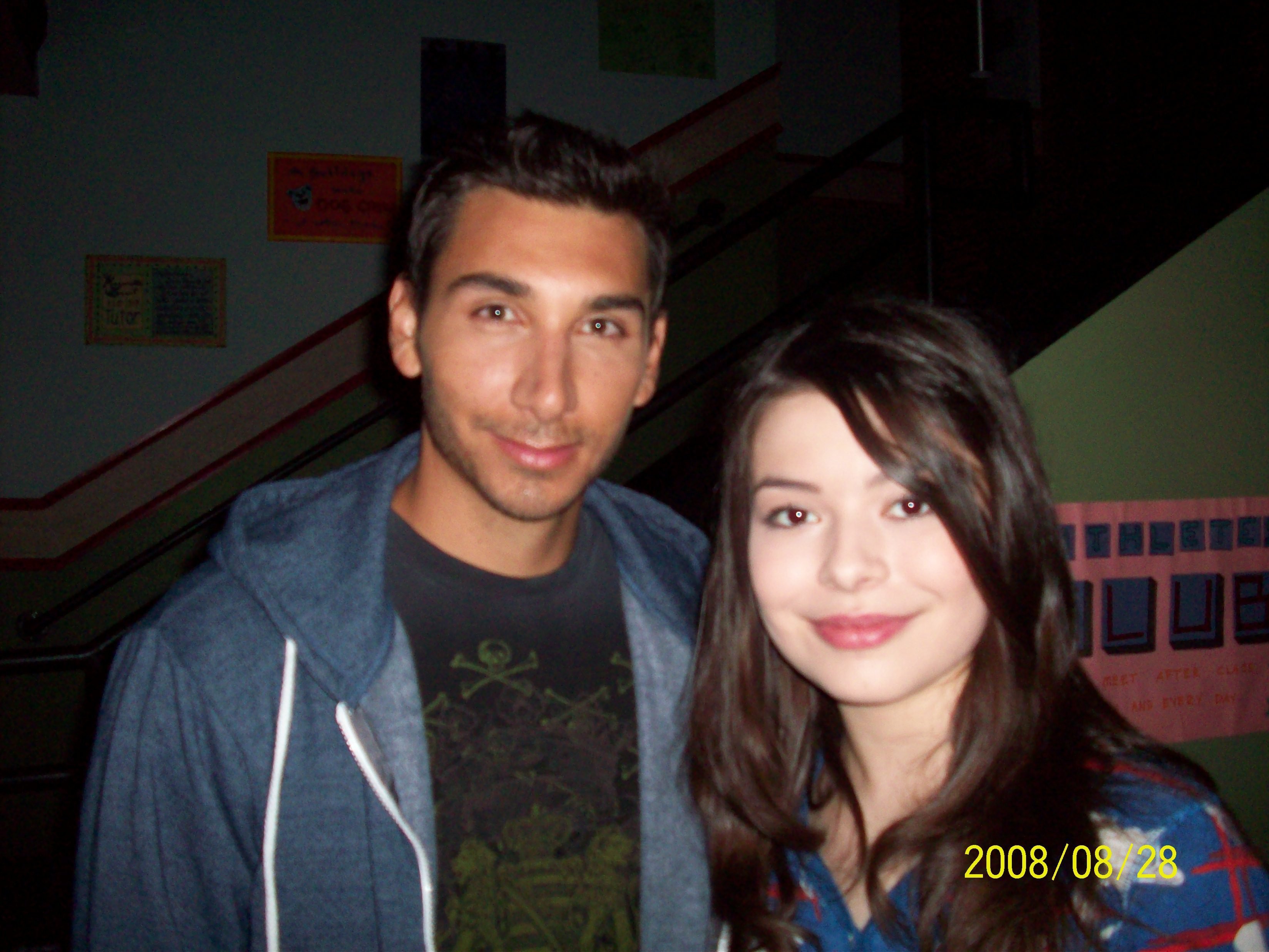 Gil Menchaca and Miranda Cosgrove on the set of ICARLY.