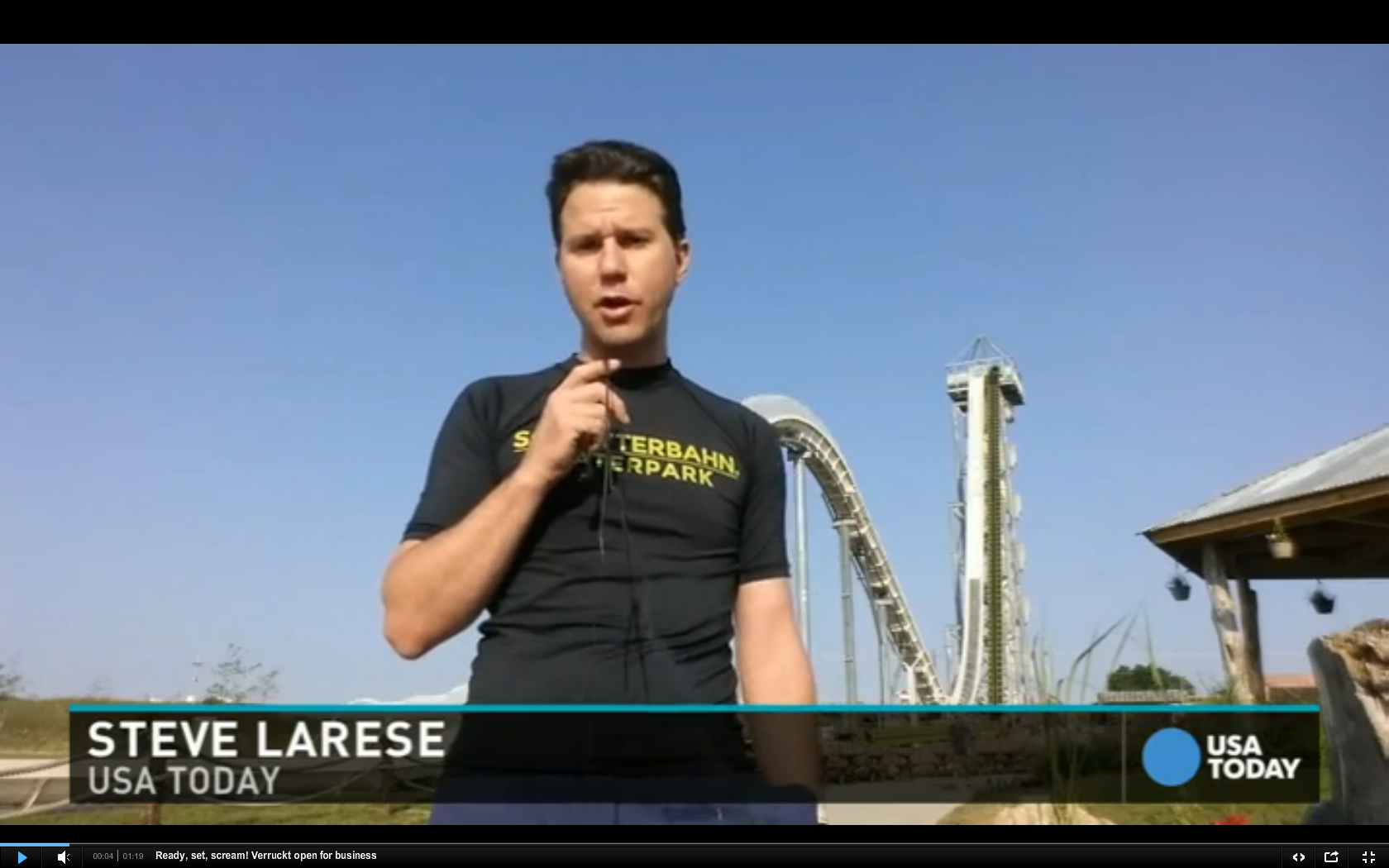 Steve Larese reporting on the opening of the world's largest water slide, Verruckt, for USA Today Travel.