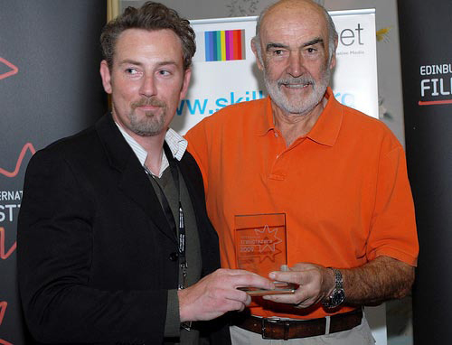 Bryan Larkin receiving the Trailblazer Award at the 2009 Edinburgh International Film Festival for 'Running in Traffic'