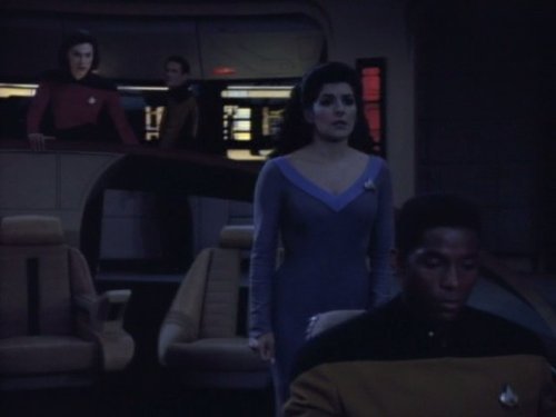 Still of Michelle Forbes, Colm Meaney, Marina Sirtis and Cameron Arnett in Star Trek: The Next Generation (1987)
