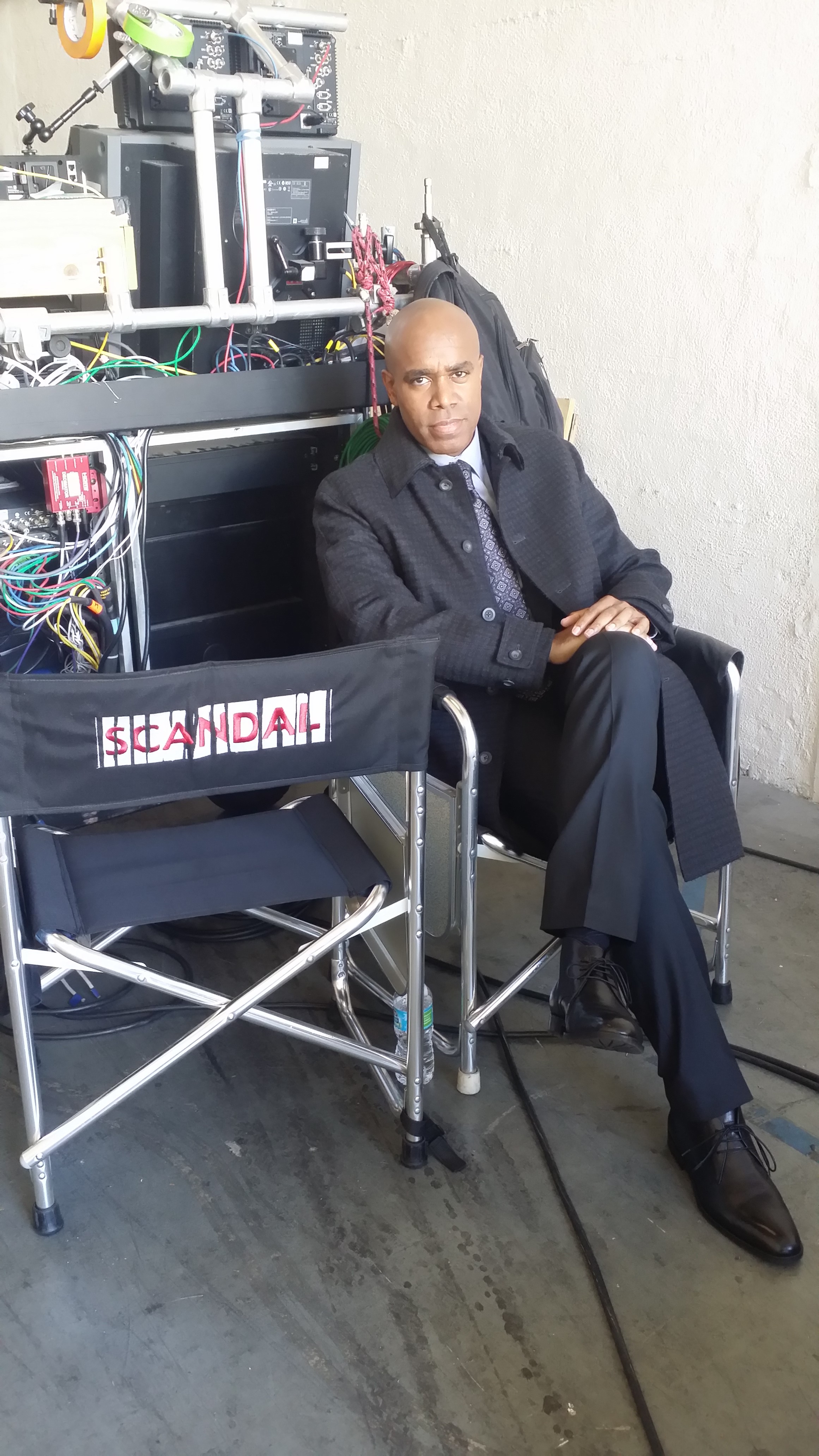 Asante Jones on the set of SCANDAL, Season 4, Episode 5