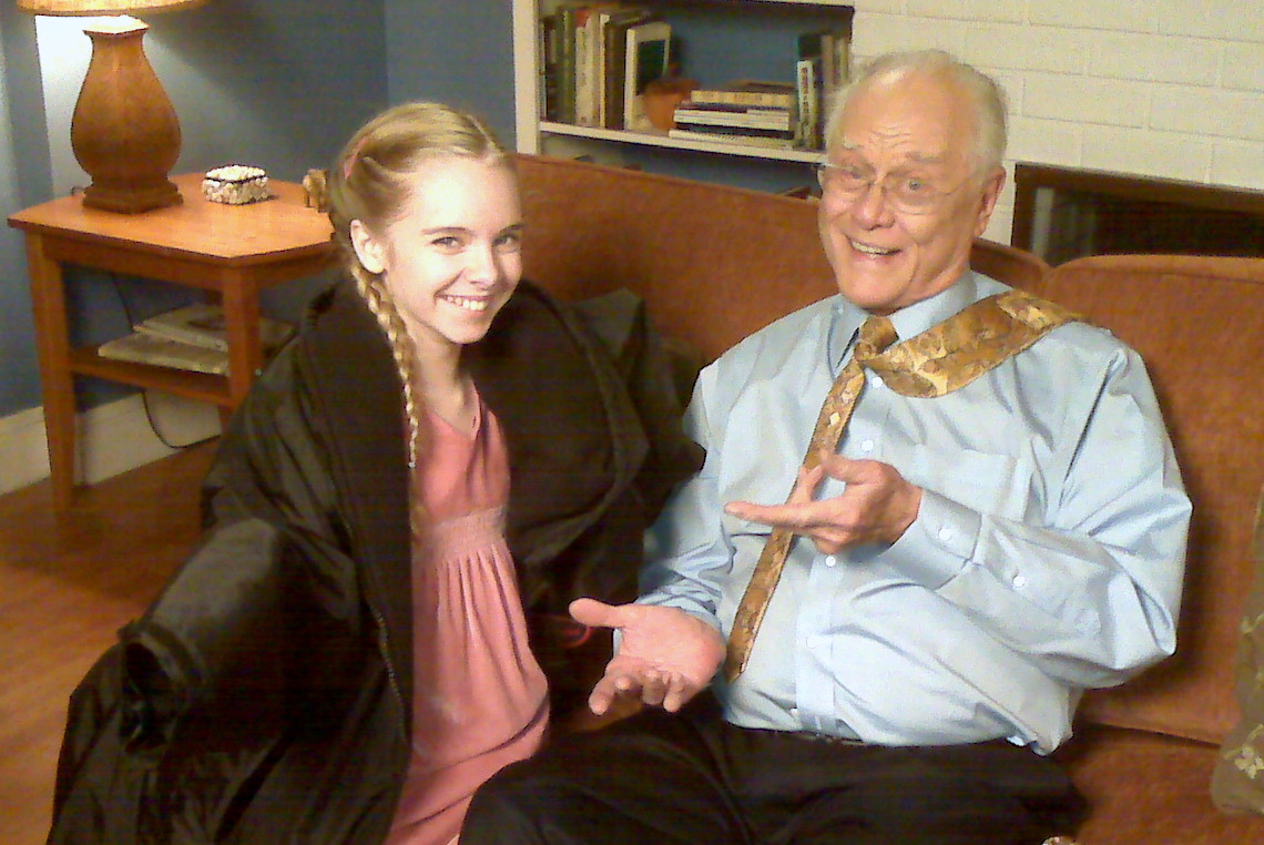 Darcy Rose Byrnes & Larry Hagman on the set of ABC's DESPERATE HOUSEWIVES