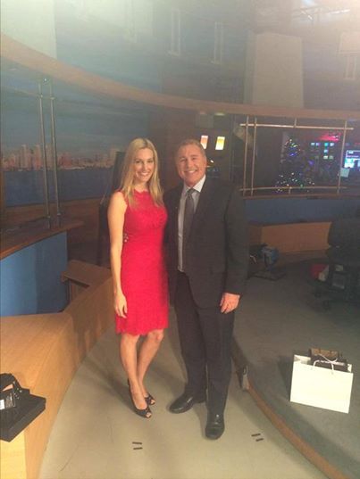 Crystal Fambrini and XETV anchor Marc Bailey behind the scenes while taping live morning show December 18, 2015.