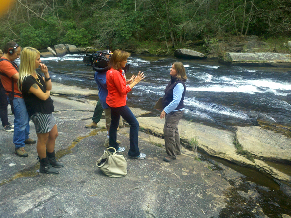 Tammy being interviewed by NBC's Today Show in Dupont State Recreational Forest about the locatiosn for The Hunger Games near Brevard, NC.