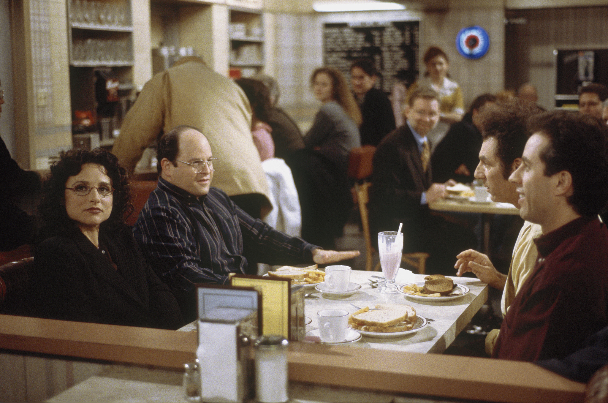 Julia Louis-Dreyfus, Jerry Seinfeld, Jason Alexander and Michael Richards at event of Seinfeld (1989)