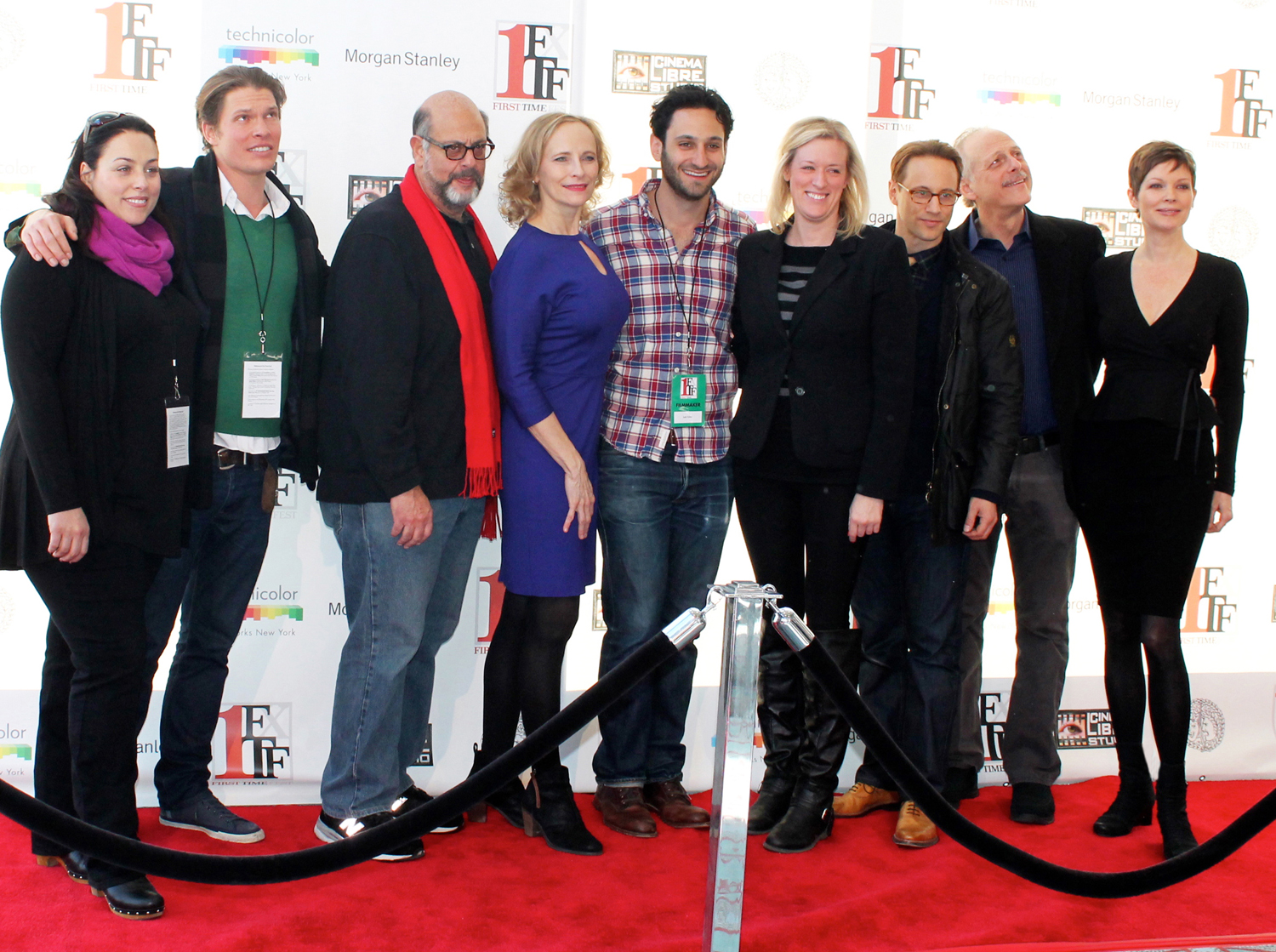 (l to r) Joanna Bennett, Alex Cendese, Fred Melamed, Laila Robins, Seth Fisher, Mandy Ward, Kevin Isola, Mark Blum, Lisa Masters at event for First Time Fest Film Festival screening of Blumenthal