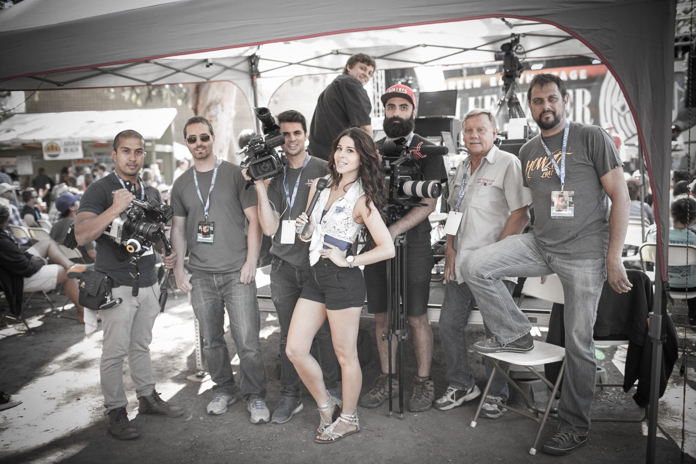 Blue Water Music Festival - Audio and Video production team (L-R) David L. Ramirez, Jonathan Salemi, Jonathan Shimmon, Trevor Easton, Jennifer Tapiero, Charlie Hayes, Rob Larsen, Gregory Neethling