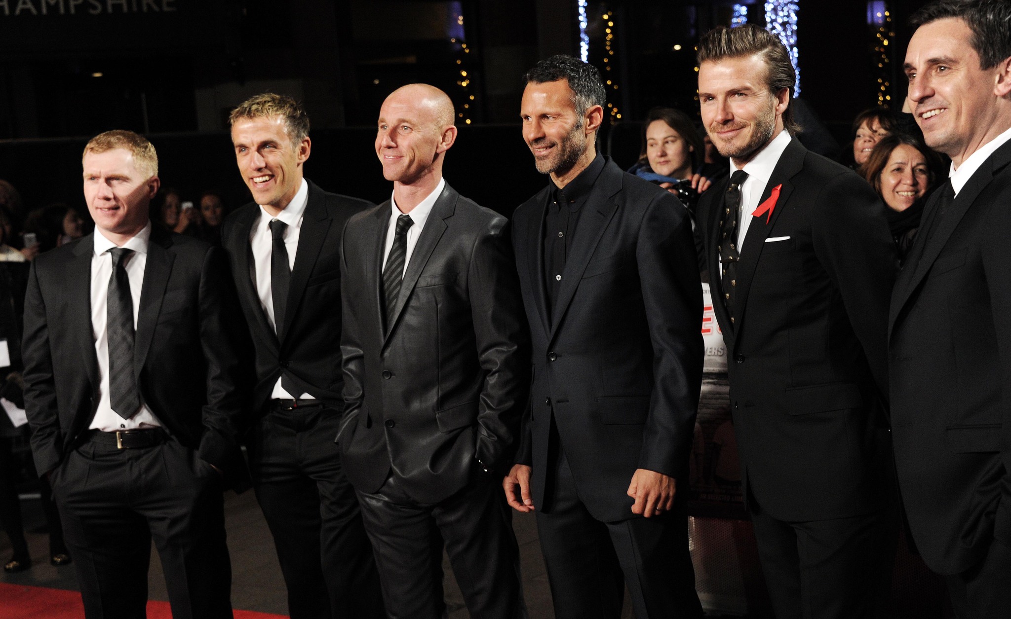 David Beckham, Ryan Giggs, Gary Neville, Phil Neville, Nicky Butt and Paul Scholes at event of The Class of 92 (2013)