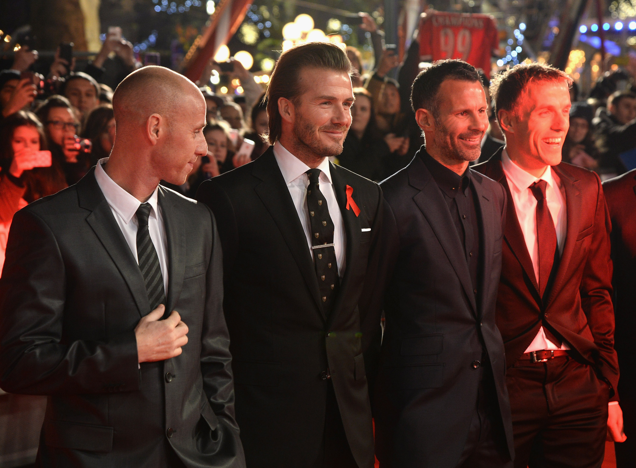David Beckham, Ryan Giggs, Phil Neville and Nicky Butt at event of The Class of 92 (2013)