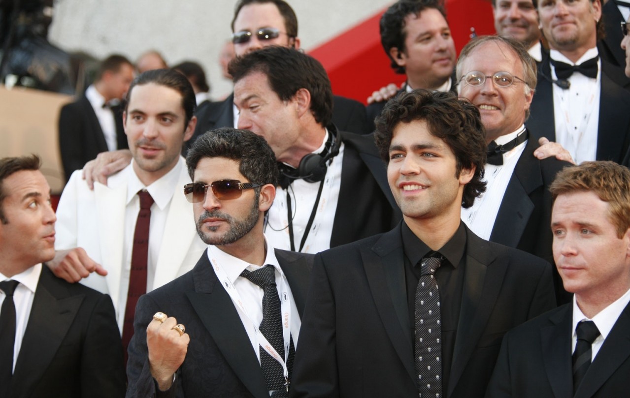 Jeremy Piven, Rhys Coiro, Assaf Cohen, Mark Mylod, Adrian Grenier, Vernon Davidson, Rob Sweeney, Marc Christie and Kevin Connolly in HBO's Entourage.