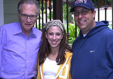 Larry King, a good friend was kind enough to be a guest in a television pilot I was producer/directing. The cutie between us is my Daughter Amanda, age 22 then.