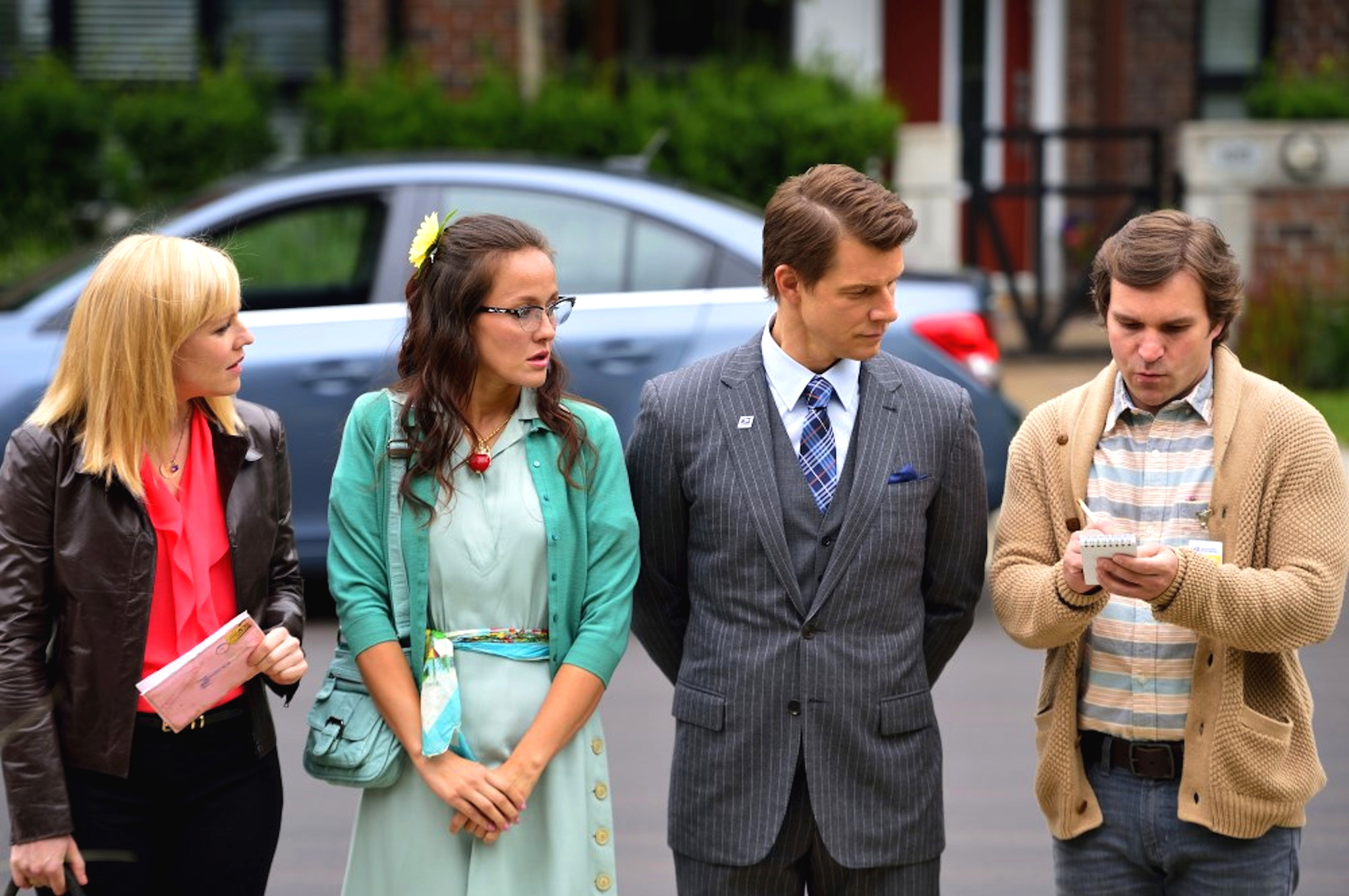 Still of Kristin Booth, Crystal Lowe, Eric Mabius and Geoff Gustafson in Signed, Sealed, Delivered (2014)