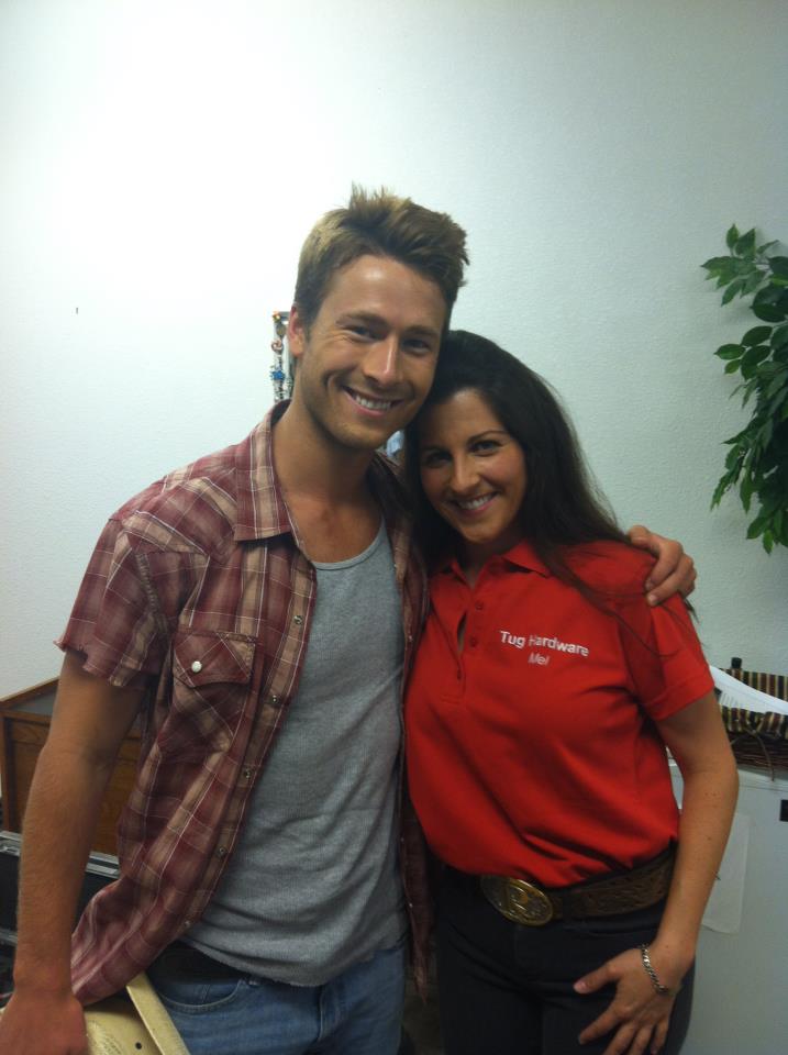 Actor Glen Powell and Actress Melanie Rashbaum on the set of Red Wing.