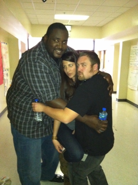 Actor Quinton Aaron, Actress Melanie Rashbaum, Director Daric Gates on the set of The Appearing.