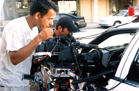 Cinematographer John Mans and 1st Assistant Cameraman Gil Seltzer prepare the Sony 900 24fps High Definition camera