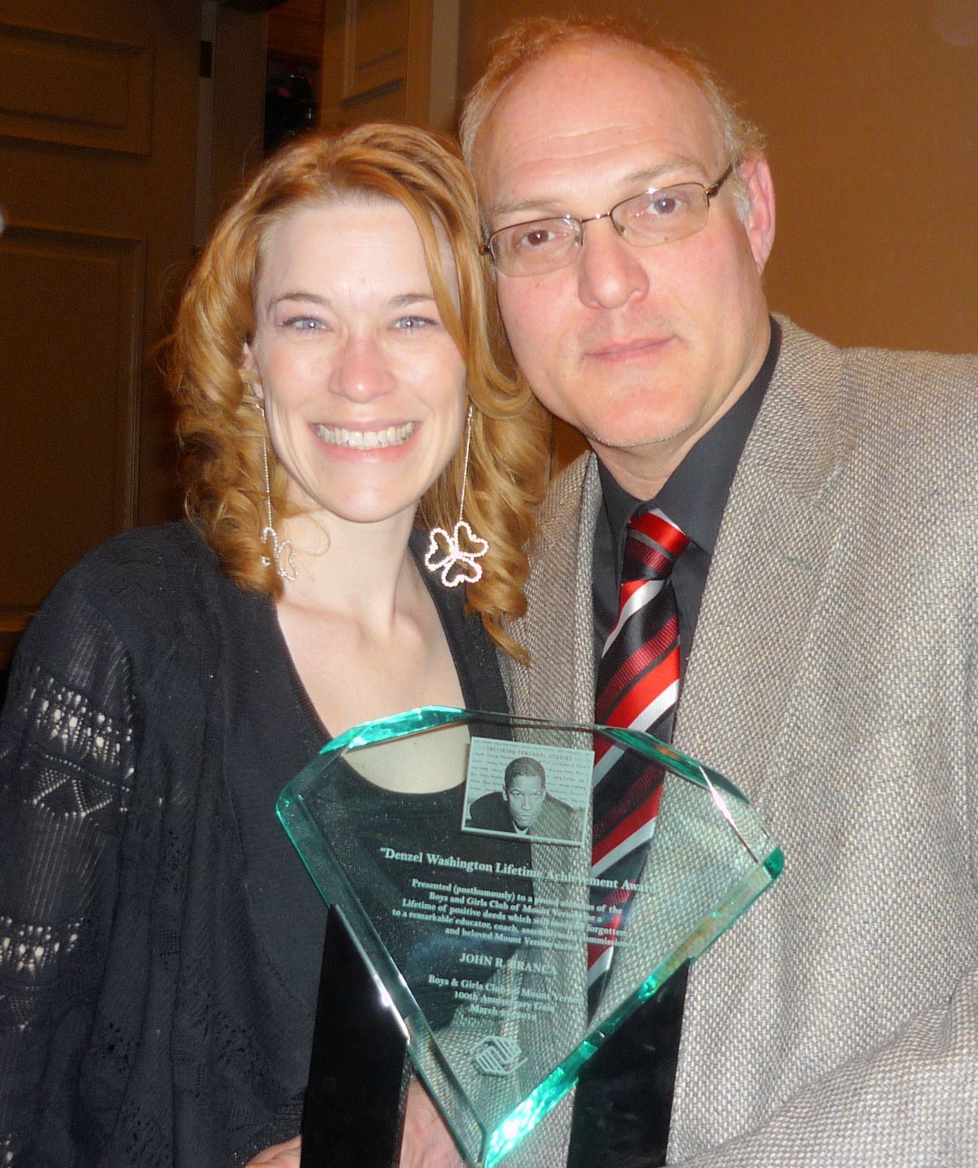 Bill Branca & Alicia Lambert, Denzel Washington Fund raiser for The Boy's Club, Mt. Vernon, NY. Lifetime Award: John R. Branca