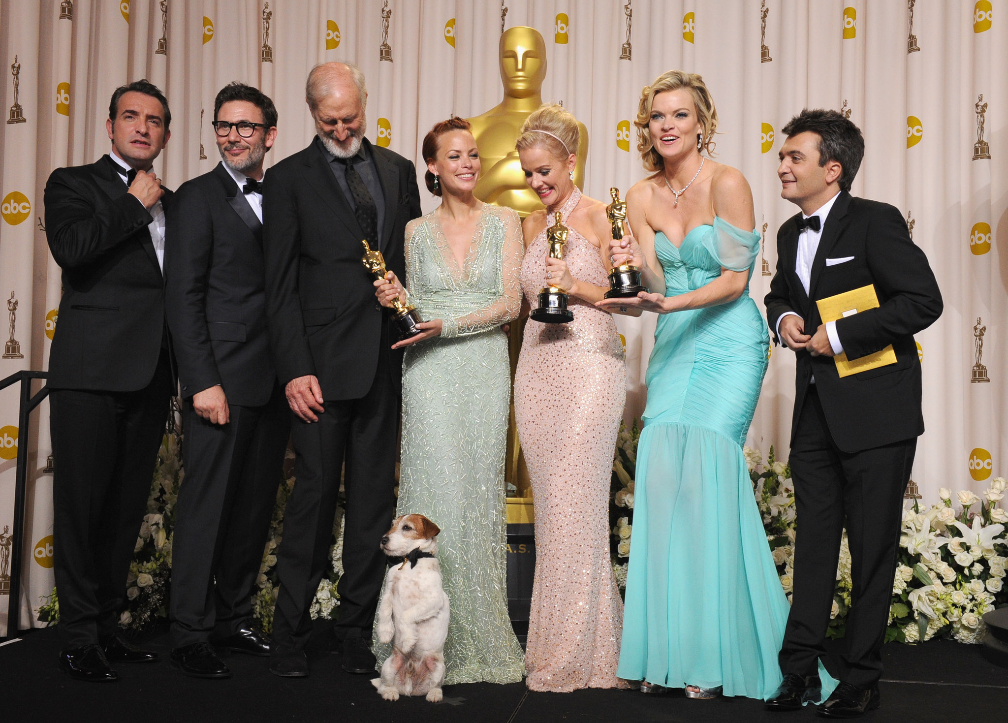 James Cromwell, Penelope Ann Miller, Bérénice Bejo, Jean Dujardin, Michel Hazanavicius, Thomas Langmann, Missi Pyle and Uggie