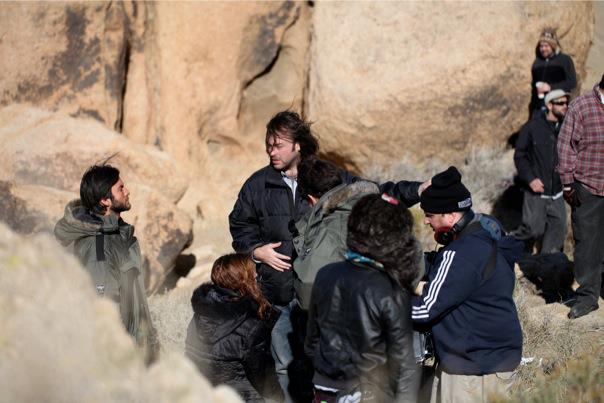 Wes Bentley, Amber Tamblyn, Vincent Piazza and Gabriel Cowan on the set of 3 NIGHTS IN THE DESERT.