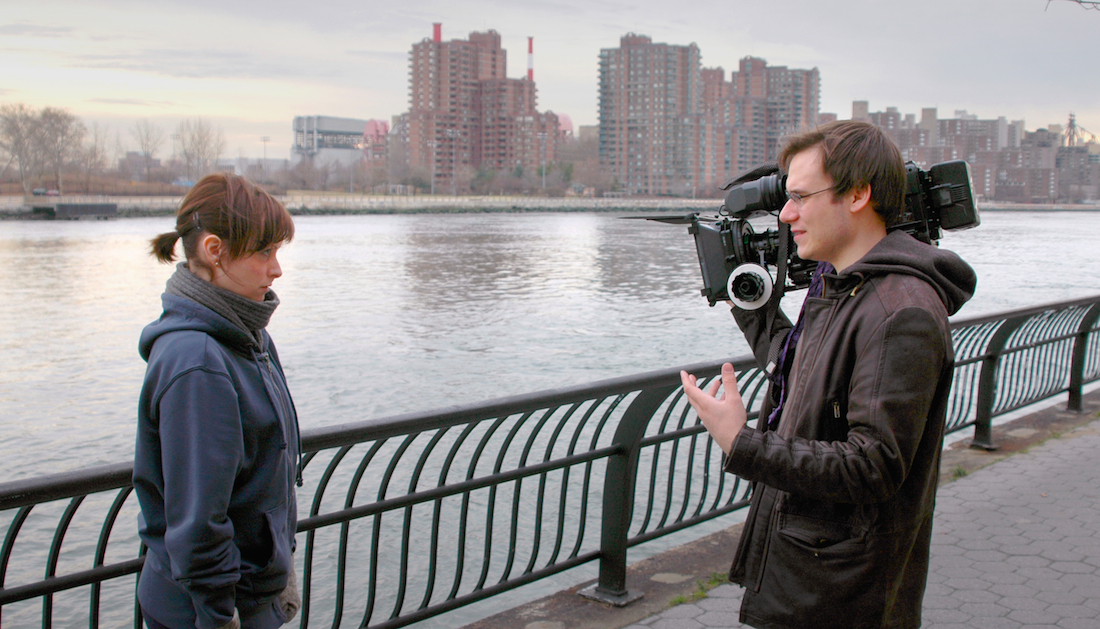 Lindsay Goranson and Carlos Ferrer shooting a scene from Retina (2014)