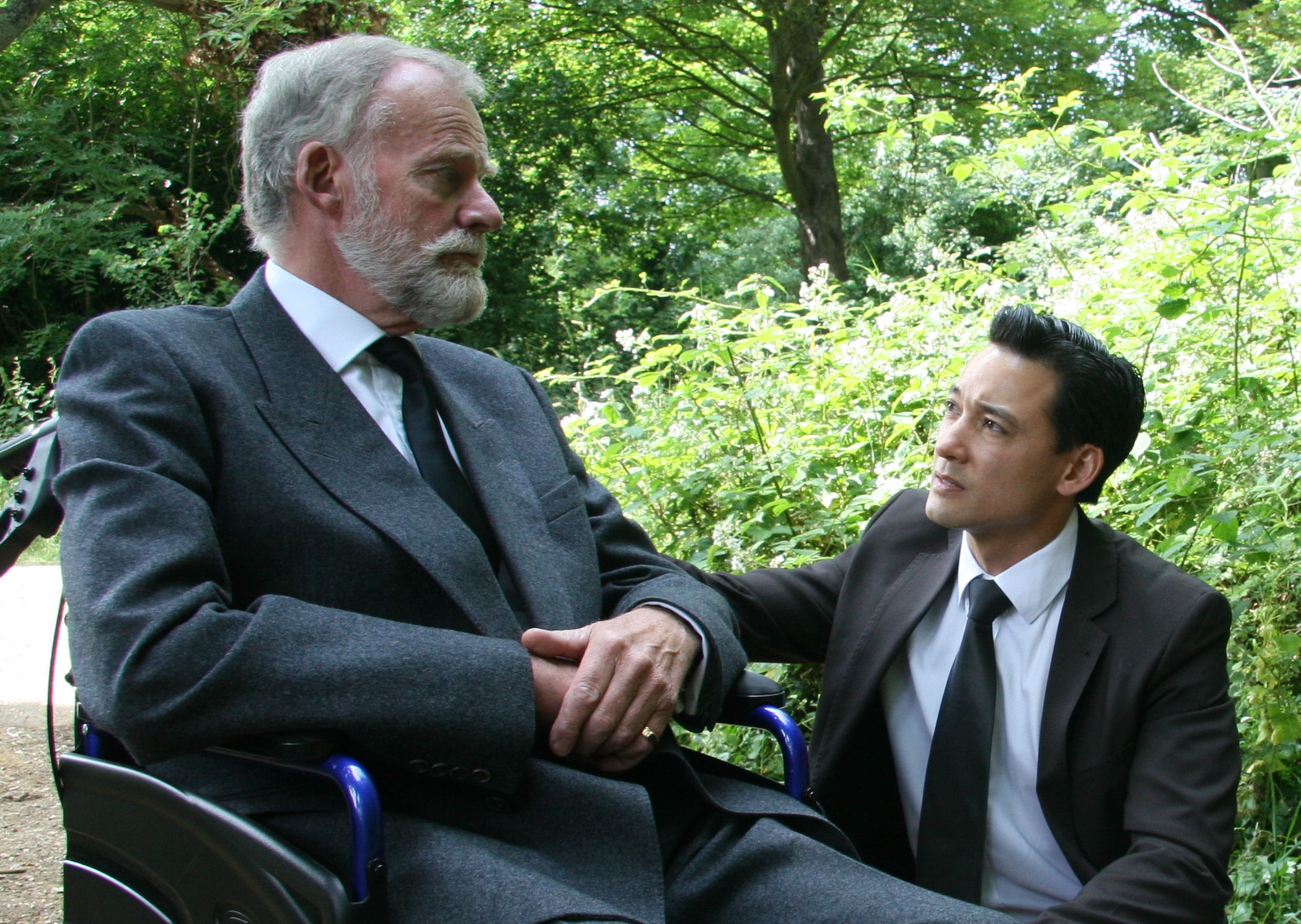 Mark Hampton and Richard Heffer in a scene from the short film A Walk in the Woods (2013)