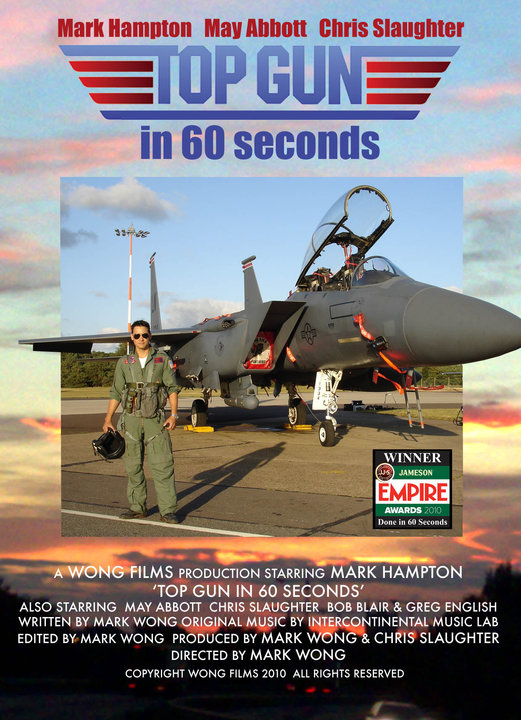 Mark Hampton and an F-15 fighter jet on the poster for the award-winning 'Top Gun in 60 Seconds'.