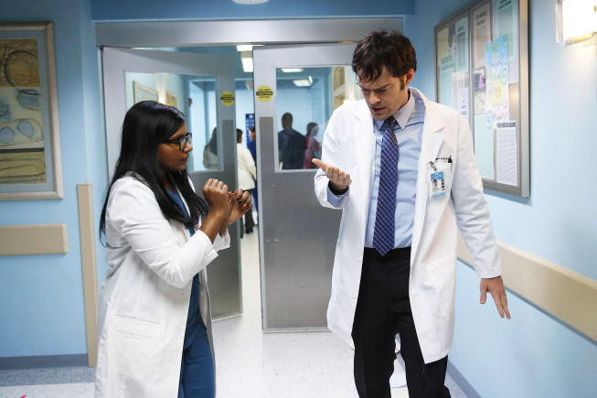 Still of Bill Hader and Mindy Kaling in The Mindy Project (2012)