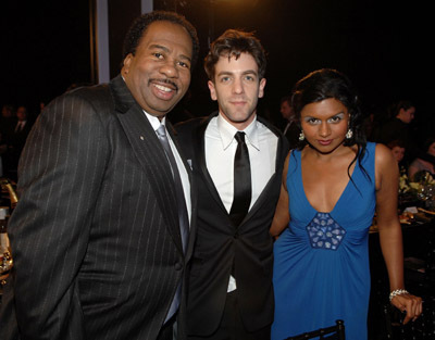 B.J. Novak, Mindy Kaling and Leslie David Baker