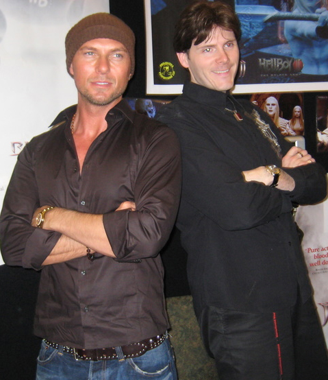 Actors Luke Goss (left) and Derek Maki (right) during an appearance for Coolwaters Productions LLC.